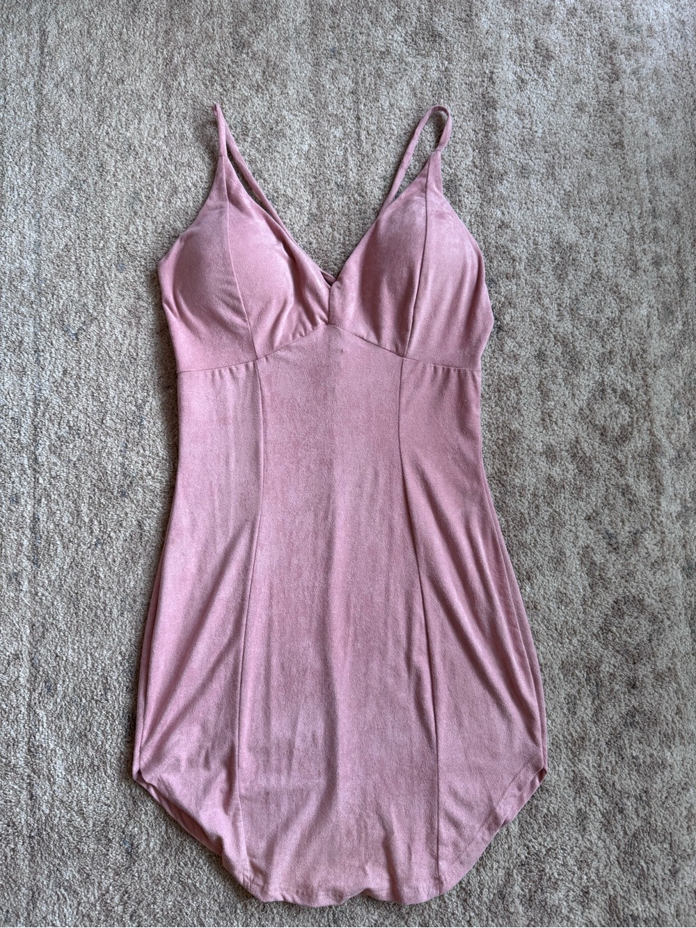 Windsor Dusty Rose Suede Slip Dress with Spaghetti Straps